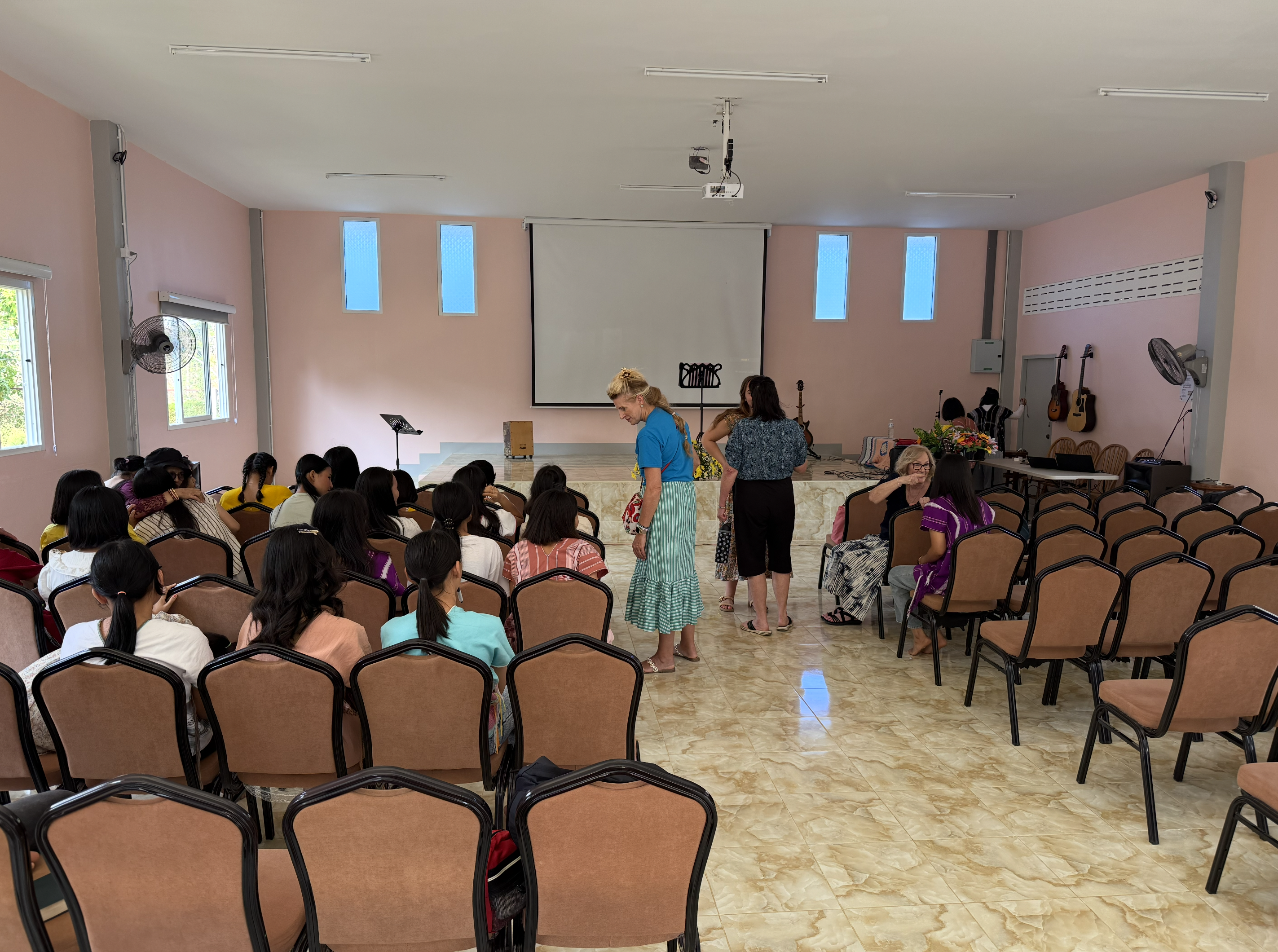 Getting ready for Sunday church service at Faith House